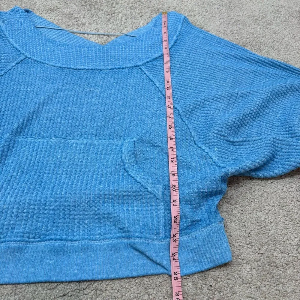FP We The Free Westend Blue Waffle Slouchy Long Sleeve Size XS